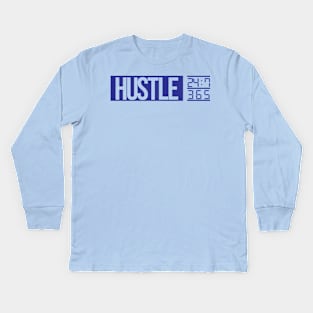 Hustle Time (blue text) Kids Long Sleeve T-Shirt